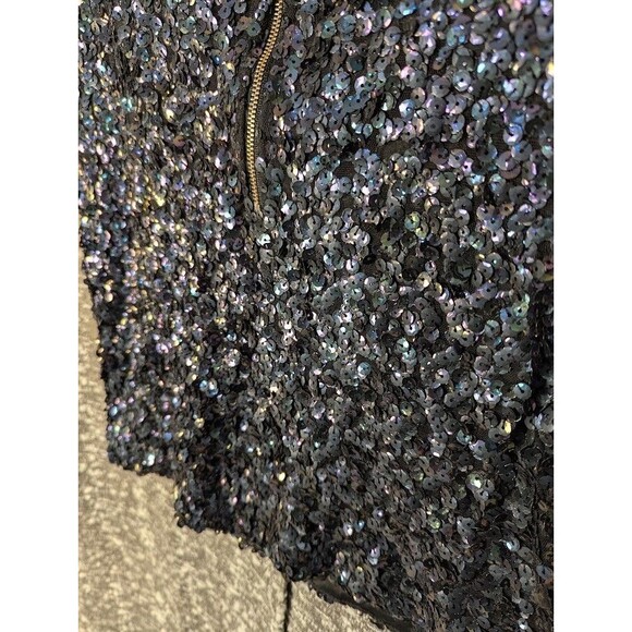 Free People Sequin Black/Navy Mini Skirt Women's Size 2 - Picture 3 of 10